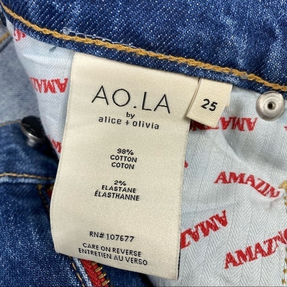 AO.LA Amazing High Rise Slim Girlfriend Studded Jeans in Homebound Wash Size 25 - Picture 7 of 8